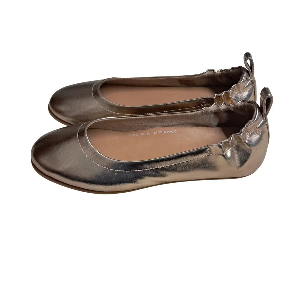 FitFlop Allegro Ballet Flats Womens 6.5 Rose Gold Metallic Leather Slip On